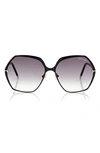 Tom Ford 60mm Polarized Round Sunglasses In Sblk/ Smkg