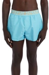 Versace Blue Greca Border Swim Shorts In Summer Sky Blue Gold