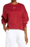 Nike Sportswear Essential Oversize Sweatshirt In Pomegranate/ White