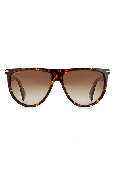 Rag & Bone 57mm Polarized Flat Top Sunglasses In Havana/brown Gradient