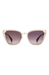 Rag & Bone 56mm Gradient Cat Eye Sunglasses In Beige / Burgundy Shaded