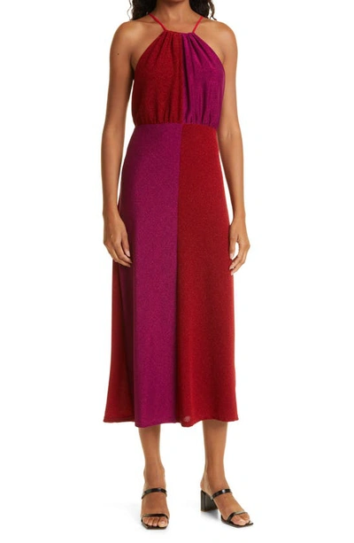 women's halter maxi dress MAREN SATIN HALTER MAXI Dress | Tie-Neck Wedding Guest Dress main image 0