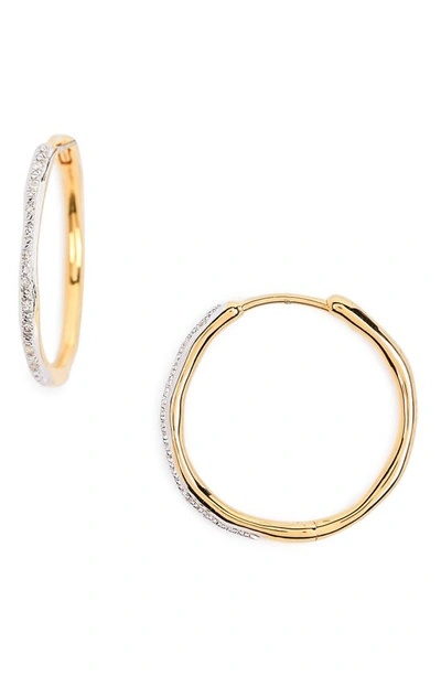 Monica Vinader Riva Wave Diamond Hoop Earrings In 18ct Gold On Sterling Silver