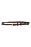 Nili Lotan Jane Leather Belt In Dark Brown W/shiny Brass Buckl