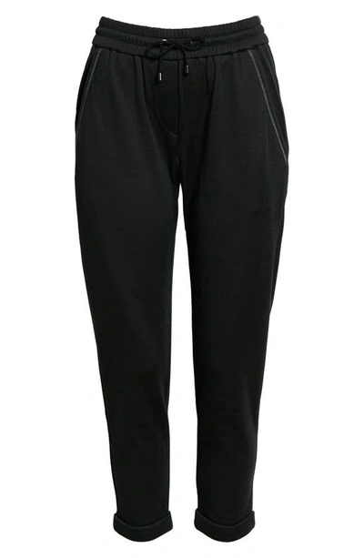 Brunello Cucinelli Cotton & Silk French Terry Joggers In Nero/ Feather