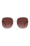 Carolina Herrera Square Sunglasses In Silver / Burgundy