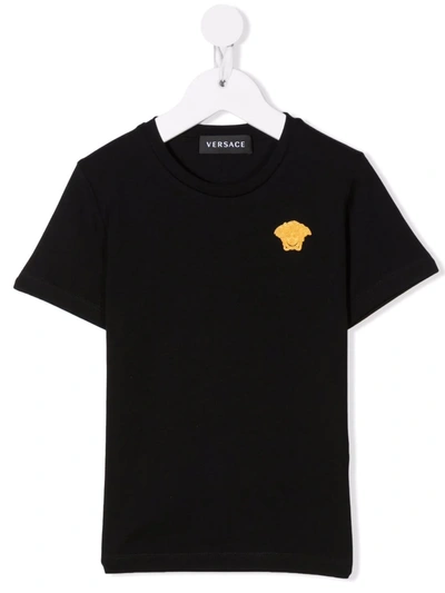 Versace Kids' Medusa Embroidery Short-sleeve T-shirt In Black