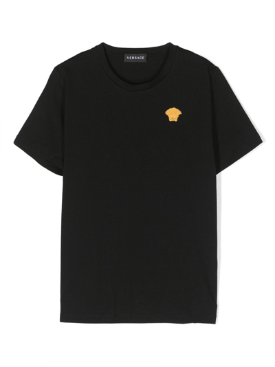 Versace Medusa Embroidery Short-sleeve T-shirt In Black