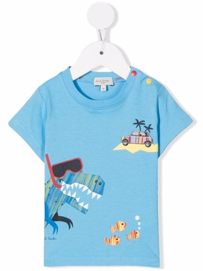 Paul Smith Junior Babies' Car-print T-shirt In Blue
