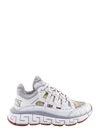 Versace Nylon And Leather Sneakers With Baroque Motif In White