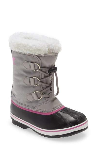Sorel Kids' Yoot Pac Waterproof Snow Boot In Chrome Grey/ Black