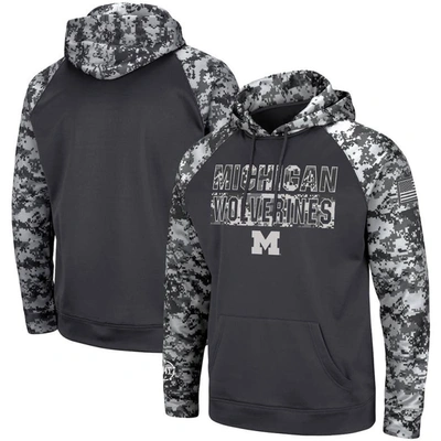 Colosseum Charcoal Michigan Wolverines Oht Military Appreciation Digital Camo Pullover Hoodie