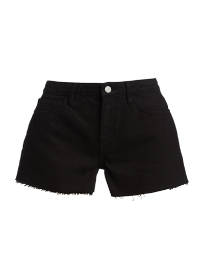 Frame Le Grand Garcon Frayed Denim Shorts In Black