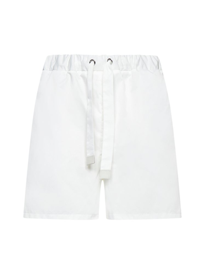 Moncler White High Waist Drawstring Shorts