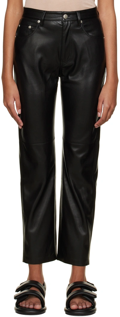 Nanushka Faux Leather High Waist Trousers In Black