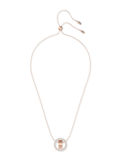 Swarovski Hollow Rose Goldplated Crystal Circle Necklace In Crystal