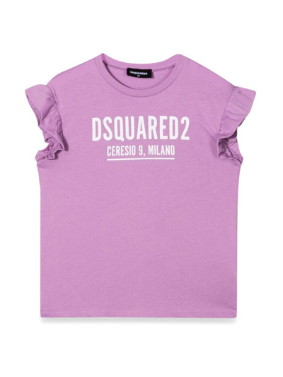 Dsquared2 Teen Logo-print Cotton T-shirt In Orange