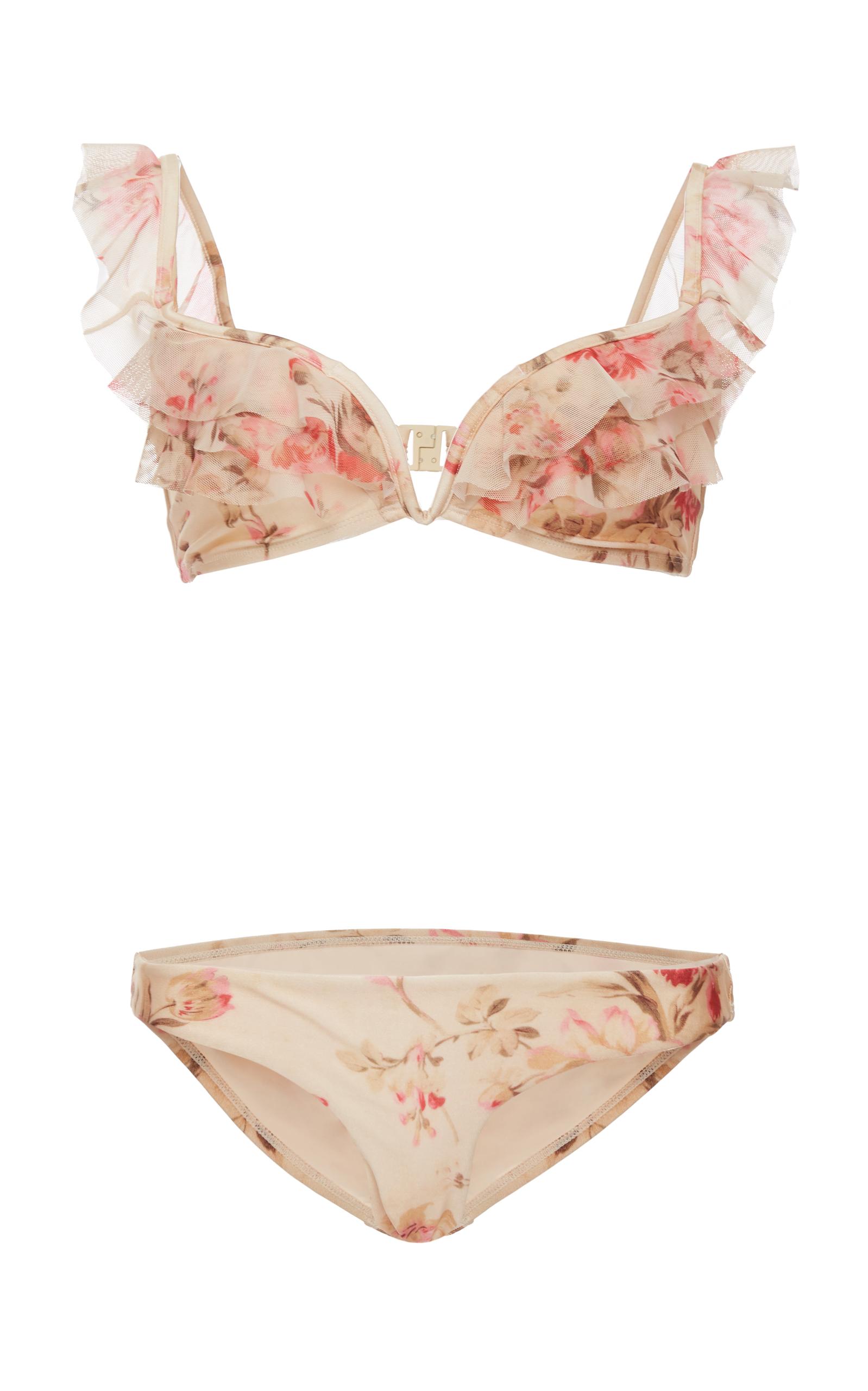 Zimmermann Corsair Offtheshoulder Ruffle Bikini Swim Set In Floral