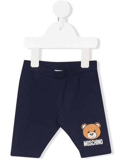 Moschino Babies' Logo-print Cotton Shorts In Blue