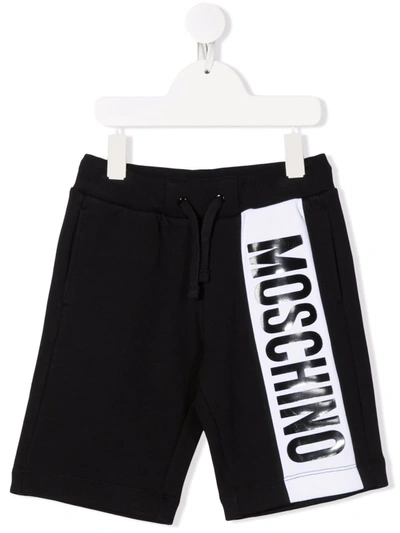 Moschino Kids' Logo-stripe Track Shorts In Black