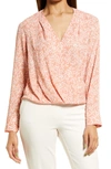 Halogen Cross Front Blouse In Pink Fluid Lines