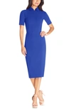Dress The Population Gloria Front Zip Sheath Dress In Cobalt