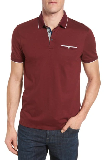 Ted Baker Derry Slim Fit Polo In Dark Red