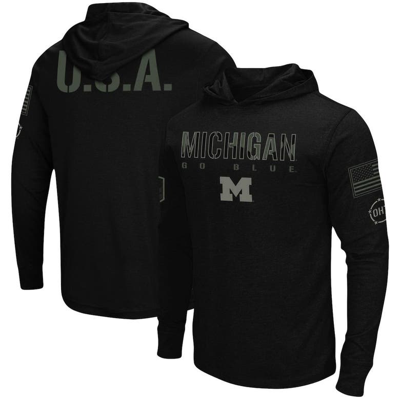 Colosseum Men's Black Michigan Wolverines Oht Military-inspired Appreciation Hoodie Long Sleeve T-shirt