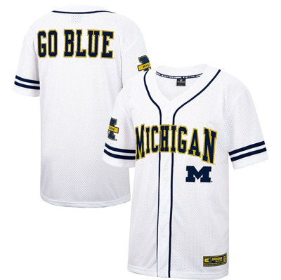 Colosseum White Michigan Wolverines Free Spirited Mesh Button-up Baseball Jersey