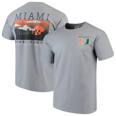 Image One Gray Miami Hurricanes Comfort Colors Campus Scenery T-shirt