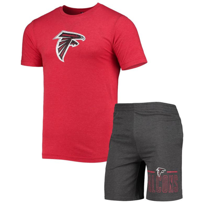 Concepts Sport Men's  Charcoal, Red Atlanta Falcons Meter T-shirt And Shorts Sleep Set In Charcoal,red