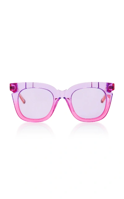 Pared Eyewear Pools & Palms Notched Square Sunglasses, Pink