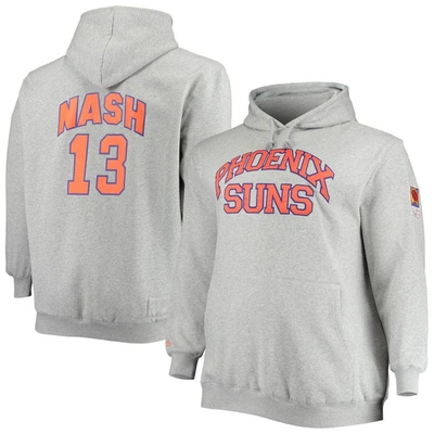 Mitchell & Ness Men's  Steve Nash Heathered Gray Phoenix Suns Big And Tall Name And Number Pullover H