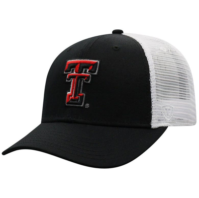 Top Of The World Men's  Black, White Texas Tech Red Raiders Trucker Snapback Hat In Black,white