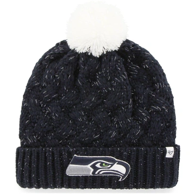 47 ' College Navy Seattle Seahawks Fiona Logo Cuffed Knit Hat With Pom
