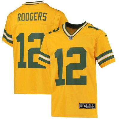 Nike Kids' Youth  Aaron Rodgers Gold Green Bay Packers Inverted Team Game Jersey