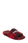 Balenciaga Faux Fur Slipper In Red/ Black