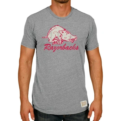 Retro Brand Original  Heather Gray Arkansas Razorbacks Vintage Hog Tri-blend T-shirt