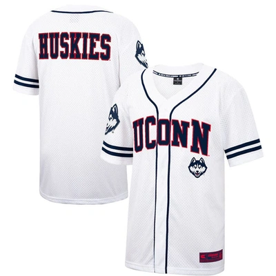 Colosseum White Uconn Huskies Free Spirited Mesh Button-up Baseball Jersey