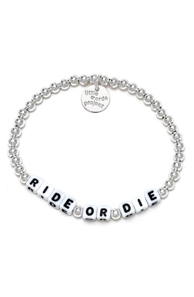 Little Words Project Ride Or Die Beaded Stretch Bracelet In Silver