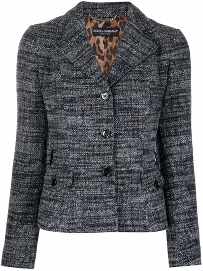 Pre-owned Dolce & Gabbana 1990s Single-breasted Tweed Jacket In Grey