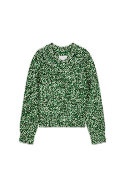 Maison Margiela V-neck Speckle-knit Jumper In Green
