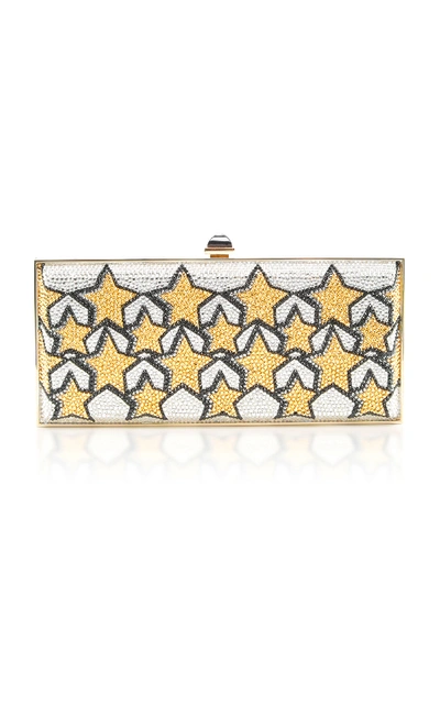 Judith Leiber Stars Large Coffered Crystal Clutch Bag In Yellow