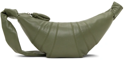Lemaire Green Small Croissant Bag In 638 Hedge Green