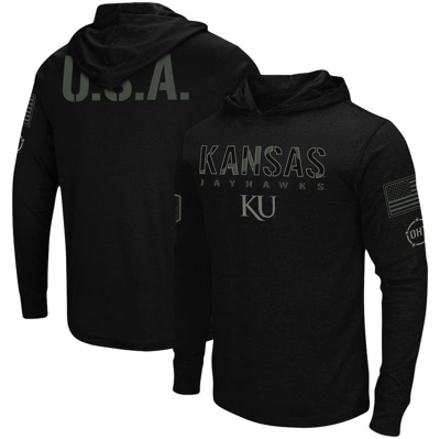 Colosseum Men's Black Kansas Jayhawks Oht Military-inspired Appreciation Hoodie Long Sleeve T-shirt