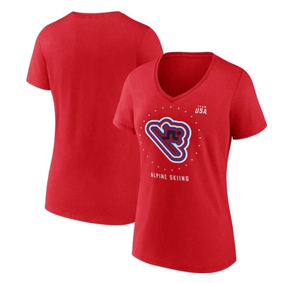 Fanatics Branded Red Team Usa Alpine Skiing V-neck T-shirt