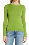 Halogen Ribbed Crewneck Sweater In Green Foliage