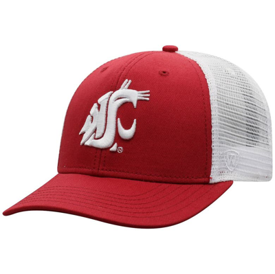 Top Of The World Men's  Crimson, White Washington State Cougars Trucker Snapback Hat In Crimson,white