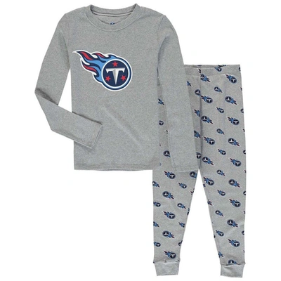 Outerstuff Kids' Big Boys Heathered Gray Tennessee Titans Long Sleeve T-shirt And Pants Sleep Set