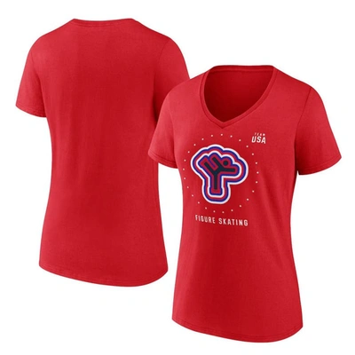 Fanatics Branded Red Team Usa Figure Skating V-neck T-shirt